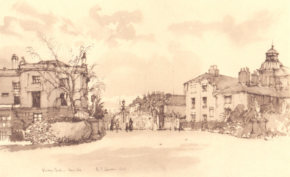 TAUNTON. Vivary Park. Somerset. By Raymond T Cowern 1949 old vintage print